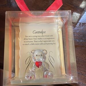 Gift for Grandpa - Crystal Bear with Red Heart Figurine